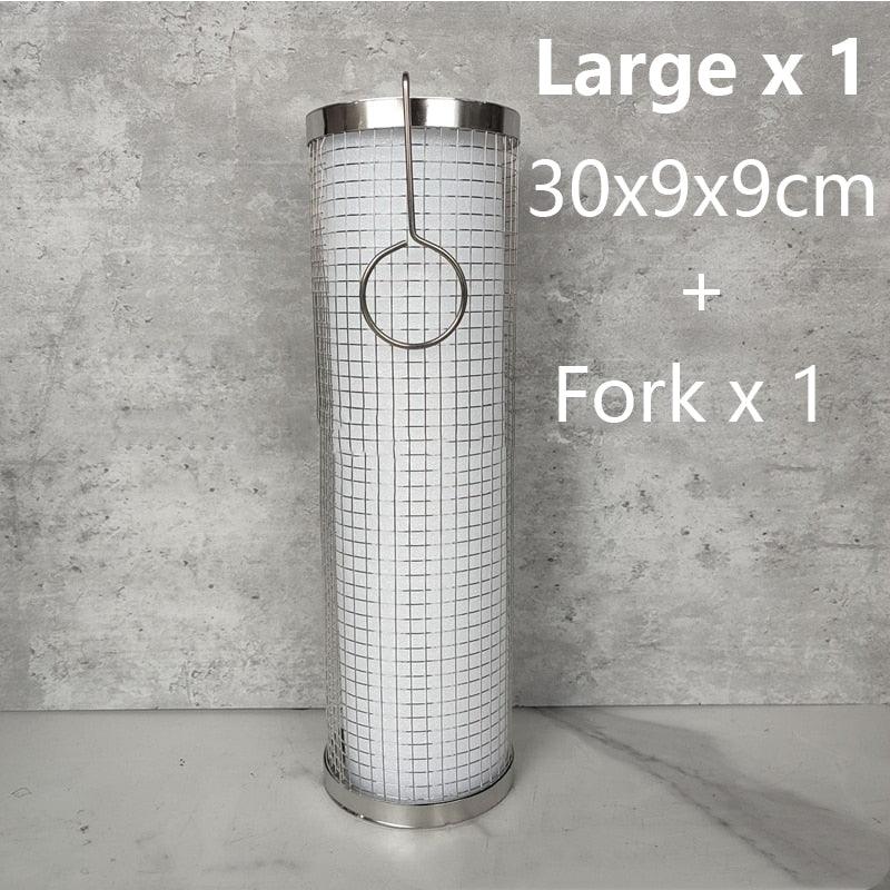 20cm/30cm BBQ Basket Stainless Cylindrical Rolling Grilling Baskets Portable Barbecue Rack For Grill For Fish Shrimp Meat Fries BBQ Grill Basket Rolling Grilling Basket Stainless Steel Grill Mesh Barbeque Grill Accessories Stevvex