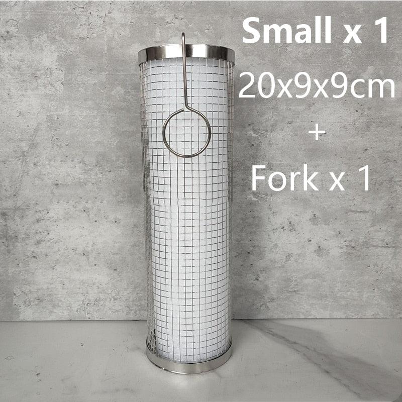 20cm/30cm BBQ Basket Stainless Cylindrical Rolling Grilling Baskets Portable Barbecue Rack For Grill For Fish Shrimp Meat Fries BBQ Grill Basket Rolling Grilling Basket Stainless Steel Grill Mesh Barbeque Grill Accessories Stevvex
