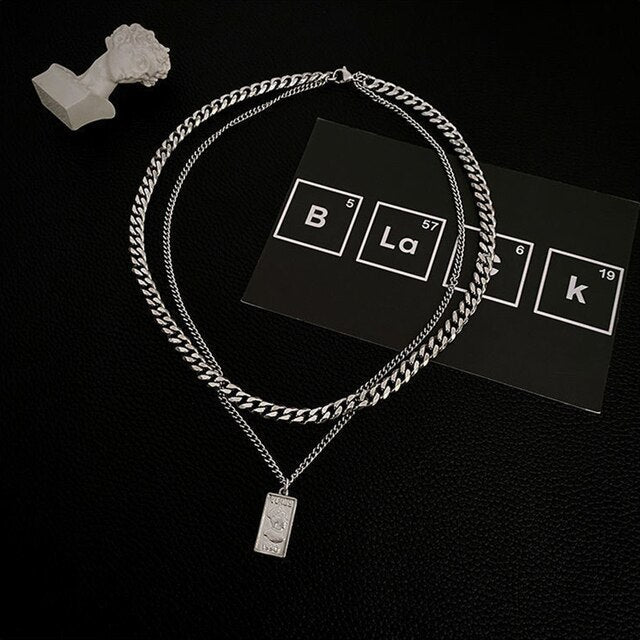 Double Layer Cuban Chain Necklace Pi-Mart