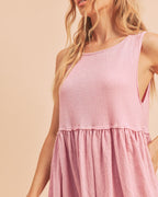 Round Neck Mini Tank Dress For Women – Stylish Everyday Essential, Comfortable Ruched Detail, Versatile Casual Dress for Effortless Looks Stevvex
