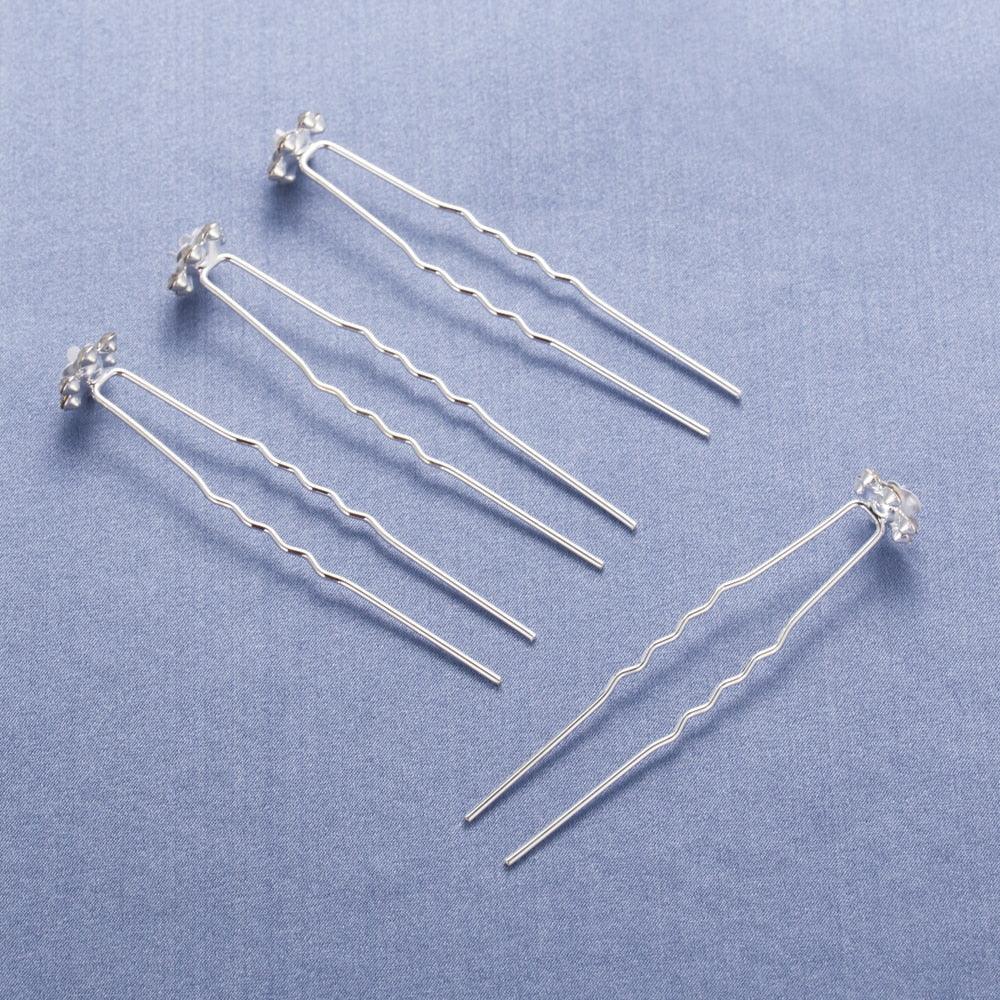 20Pcs Fashion Wedding Bridal Pearl Flower Clear Crystal Rhinestone Hair Pins Clips Bridesmaid Hair wear Jewelry Gorgeous Hair Accessories For Women Stevvex