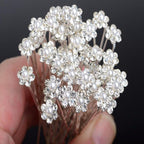 20Pcs Fashion Wedding Bridal Pearl Flower Clear Crystal Rhinestone Hair Pins Clips Bridesmaid Hair wear Jewelry Gorgeous Hair Accessories For Women Stevvex