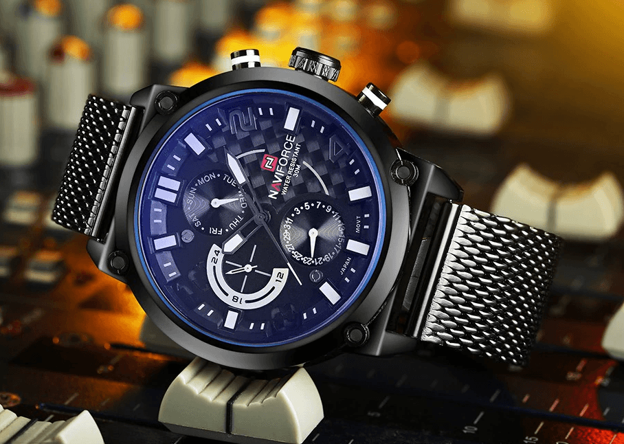 Men's Multifunction Analog Quartz Watches Waterproof Wrist Watch With Stainless Steel Mesh Band Excellent Design Perfect Gift - SJB-DIAMOND ELITES