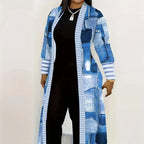 Women's Jacket Color Block Long Outer Sleeve Cardigan Casual Coat Open Front Coat Versatile Coat - SJB-DIAMOND ELITES