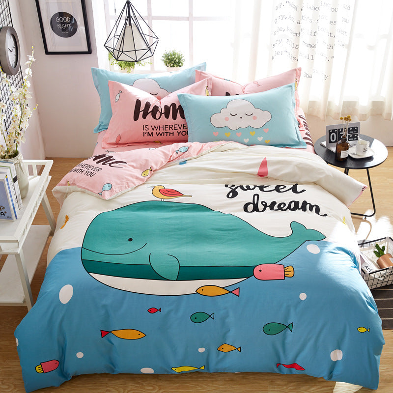 Cartoon four-piece cotton duvet cover Pi-Mart