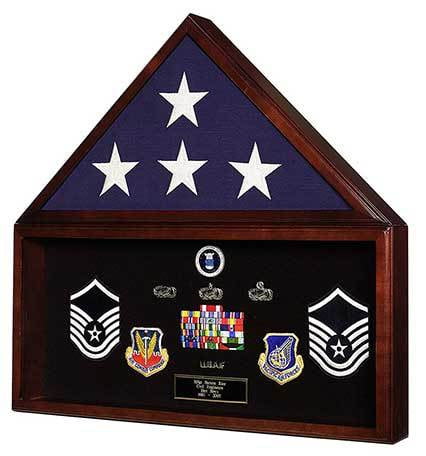 Military Retirement Shadow Box, Memorial American Flag Case Memorabilia The Military Gift Store