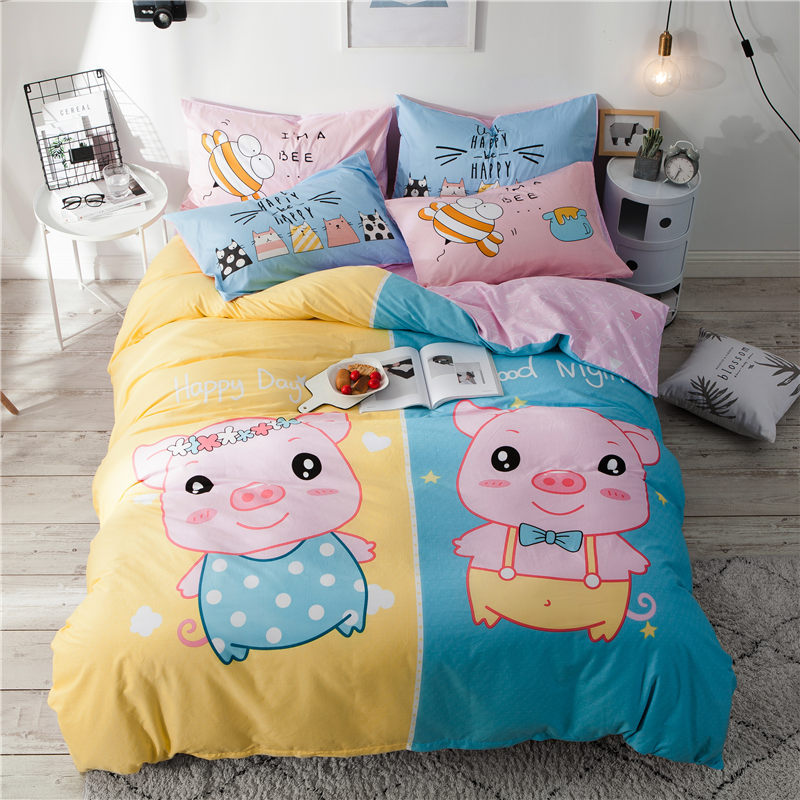 Cartoon four-piece cotton duvet cover Pi-Mart