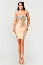 Gilded Glamour Strapless Dress