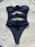 Cutout one piece rose swimsuit