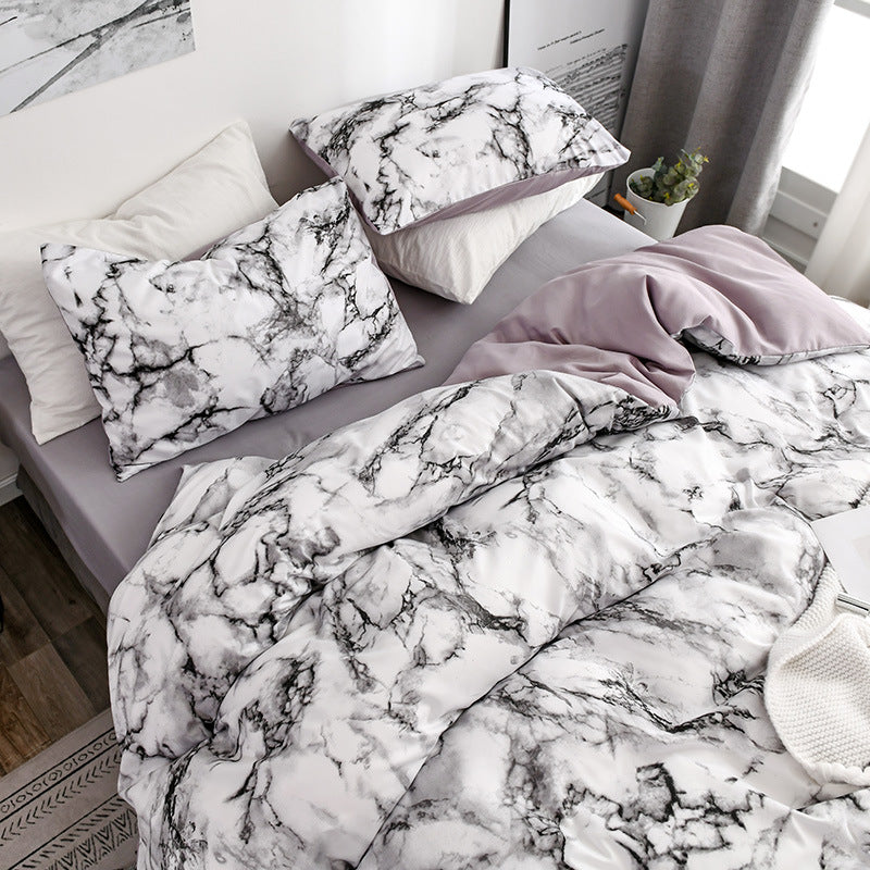 Marble patterned plain duvet cover sheets Pi-Mart