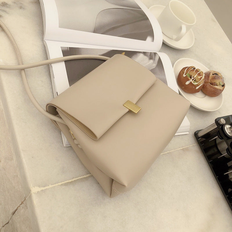 Soft leather retro shoulder bag, fashionable versatile crossbody bag with flaps, temperament underarm bag - SJB-DIAMOND ELITES