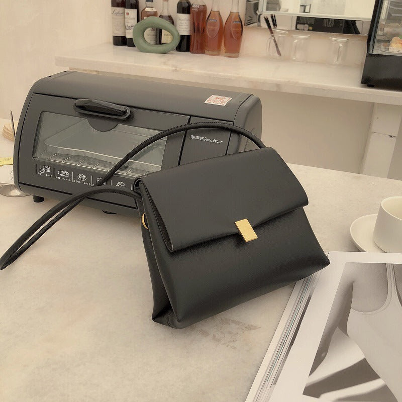 Soft leather retro shoulder bag, fashionable versatile crossbody bag with flaps, temperament underarm bag - SJB-DIAMOND ELITES