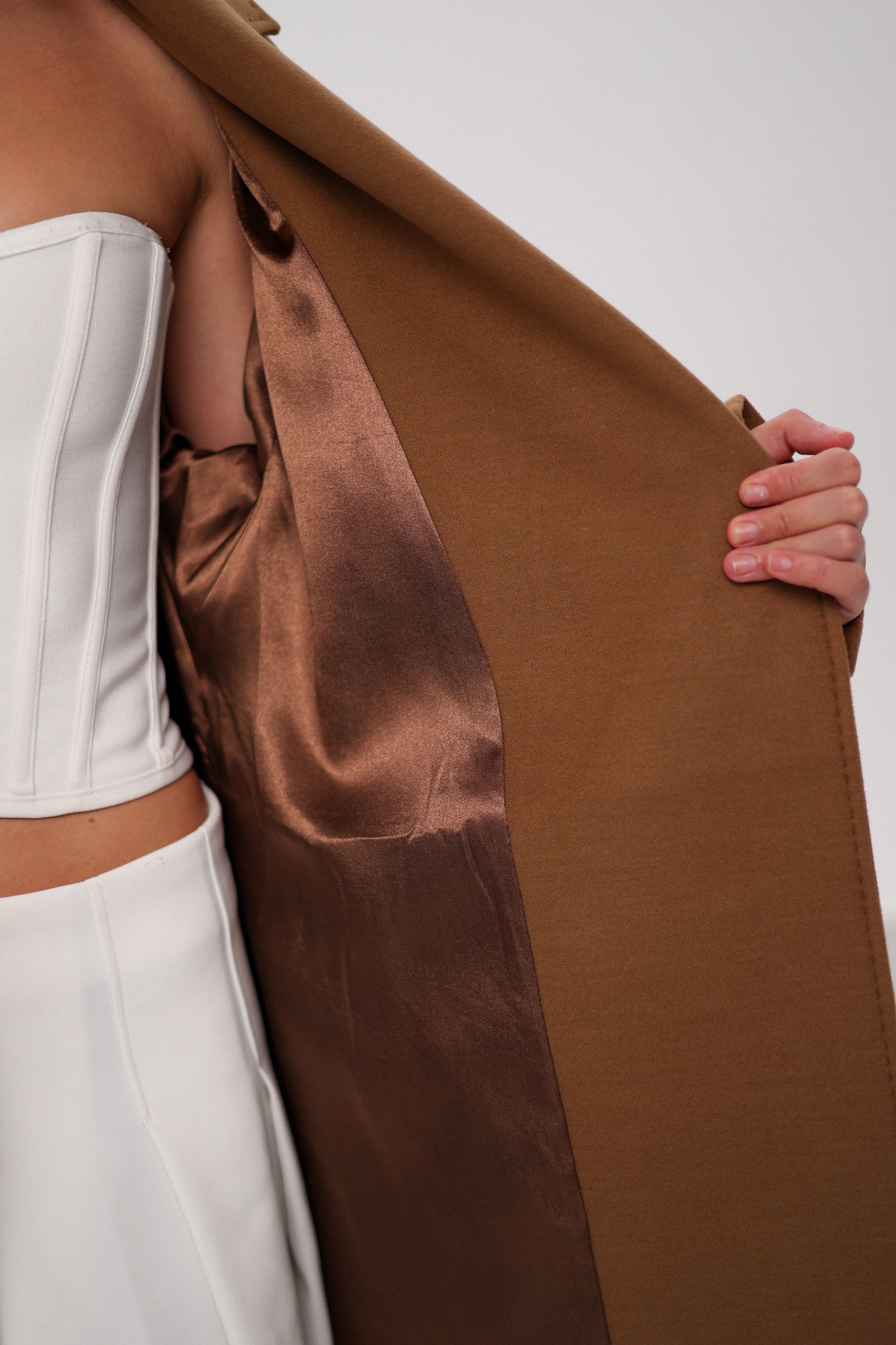 Cambridge Comfort Wraparound Wool Cashmere Coat in Dark Camel - SJB-DIAMOND ELITES