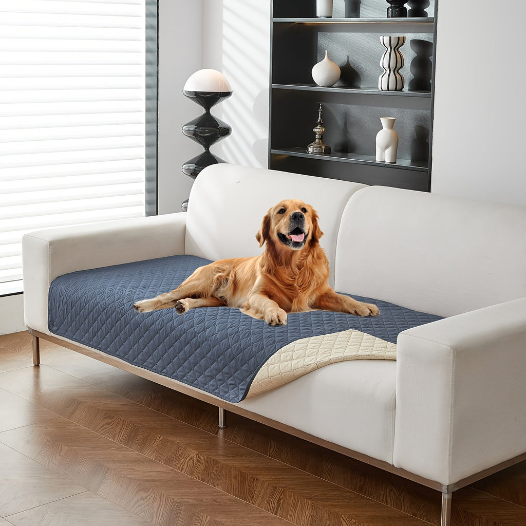 1pc Waterproof Solid Color Plaid Non-Slip Pet Sofa Cover, Machine Washable Blanket for All Season Protection, Suitable for Cats, Dogs, and Small Animals