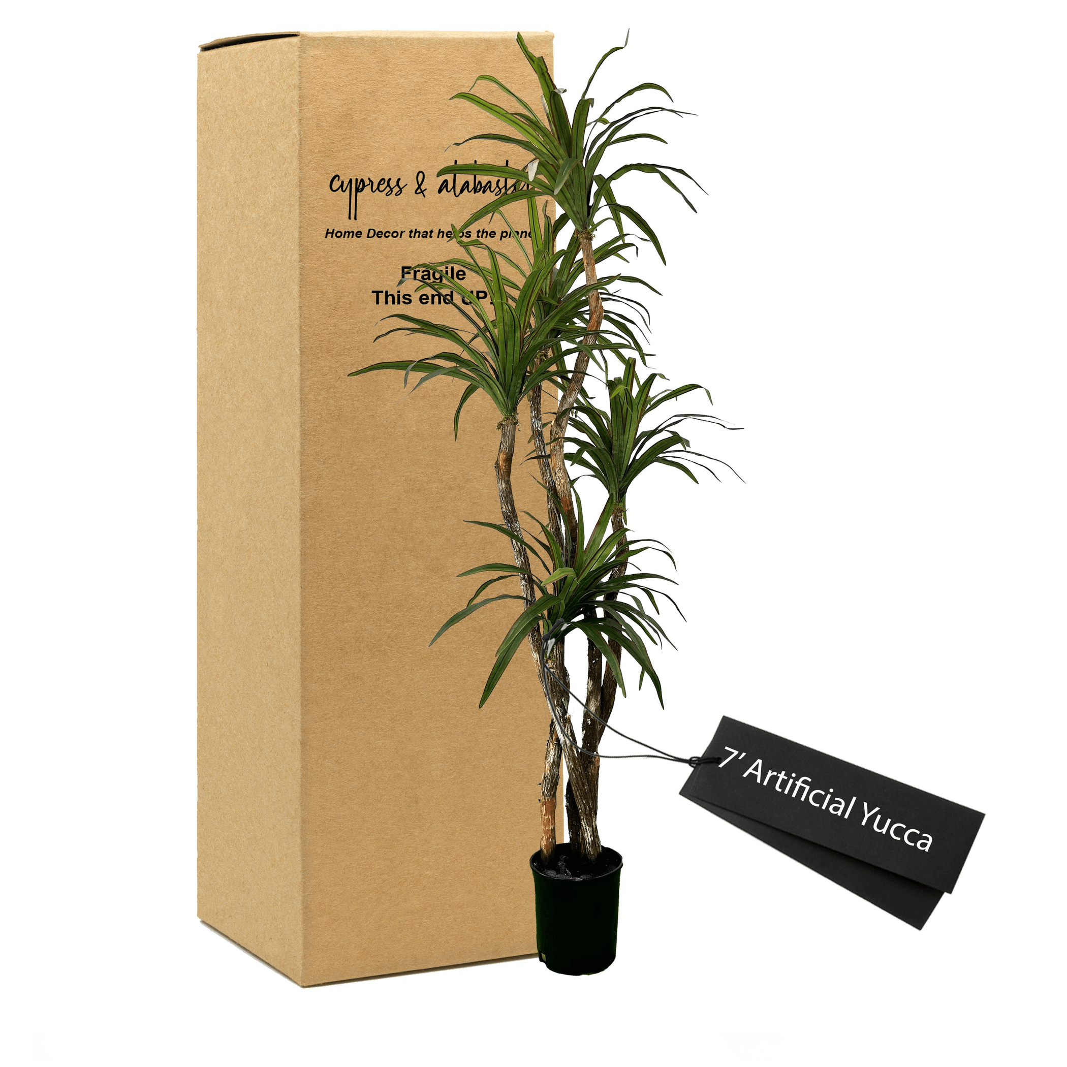 Elegant 7' Artificial Yucca Tree In Decorative Pot Lootquake LLC
