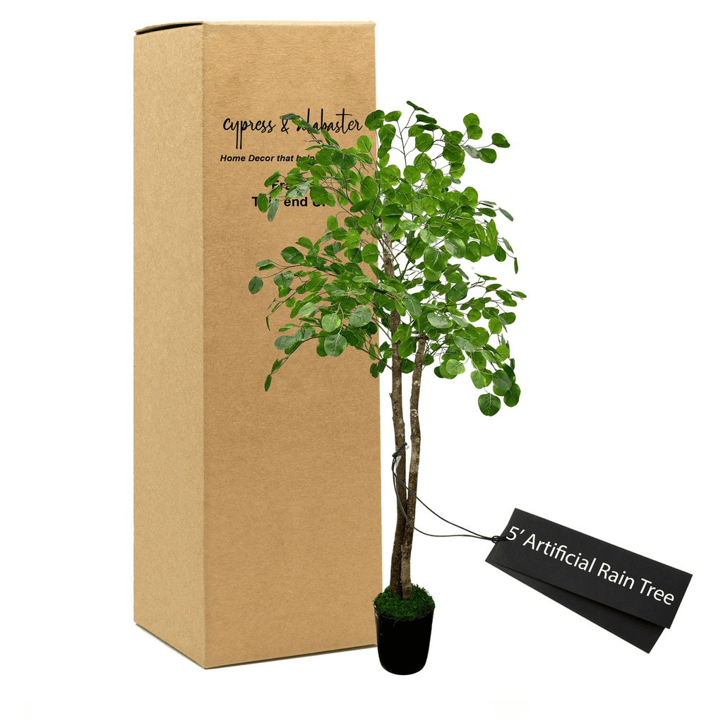 5' Lifelike Artificial Rain Tree In Elegant Plastic Pot Lootquake LLC
