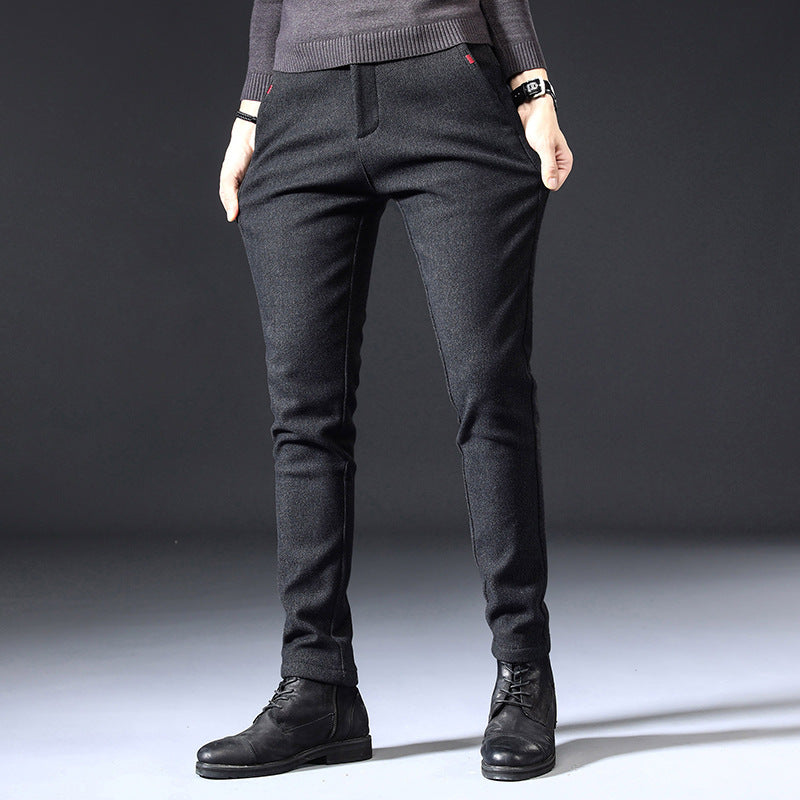Fleece Lined Sanded Slim-fit Stretch Casual Pants Lootquake LLC
