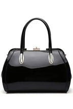 Patent Satchel Handbag - Gold Accent Faux Leather Bag | Femstylo