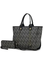 Vegan Leather Tote & Wallet Set - Gold Chain Strap | Femstylo