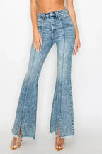 HIGH RISE SUPER STRETCH FLARE W/SEAMED FRONT JEANS