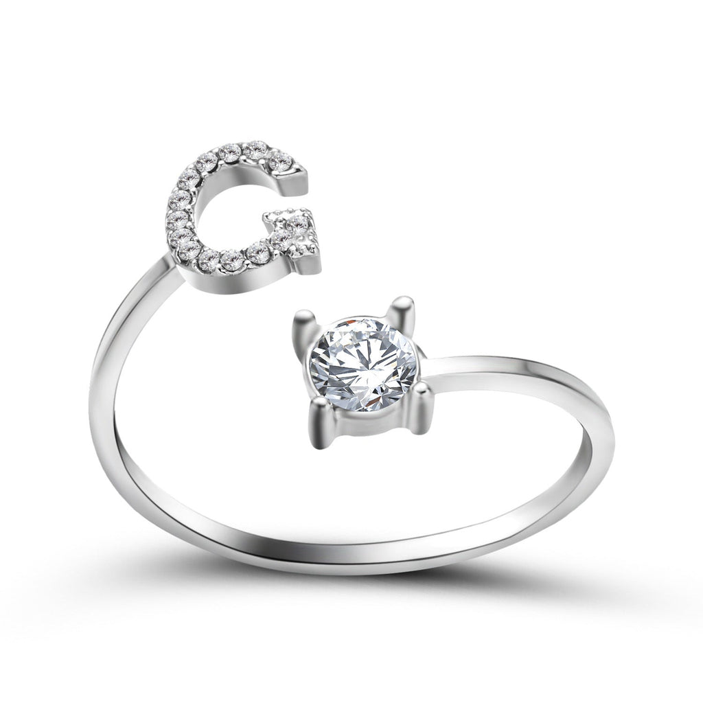 Adjustable 26 Initial Letter Ring Fashion Jewelry For Women Simple Elegant Jewelry Pi-Mart