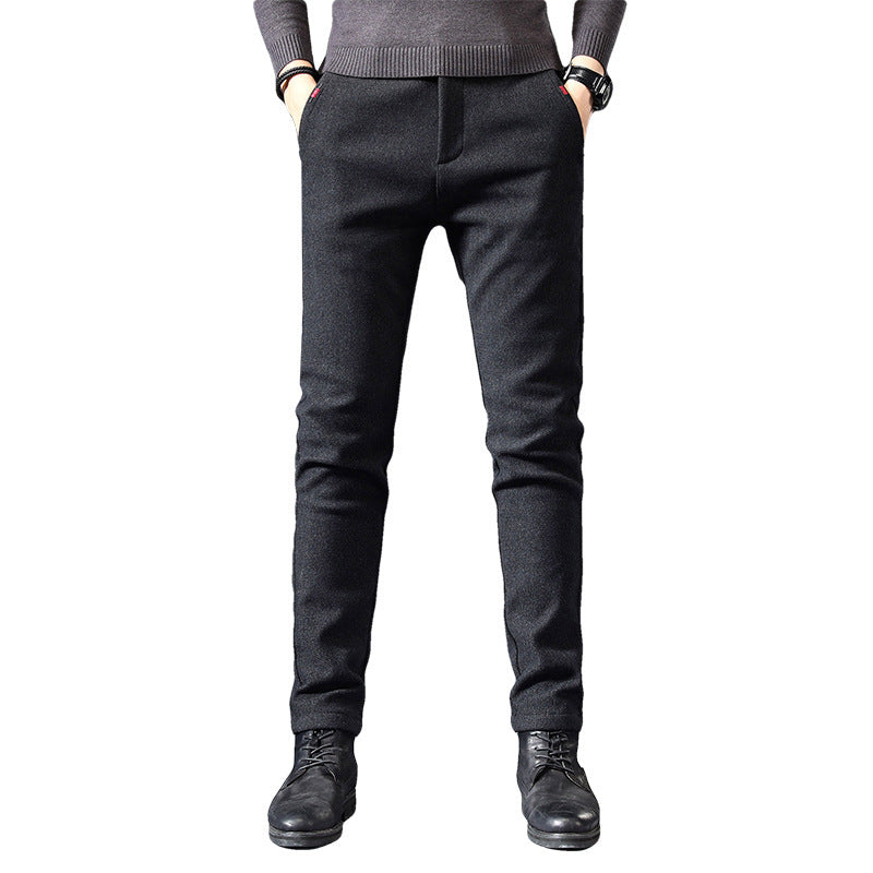 Fleece Lined Sanded Slim-fit Stretch Casual Pants Lootquake LLC