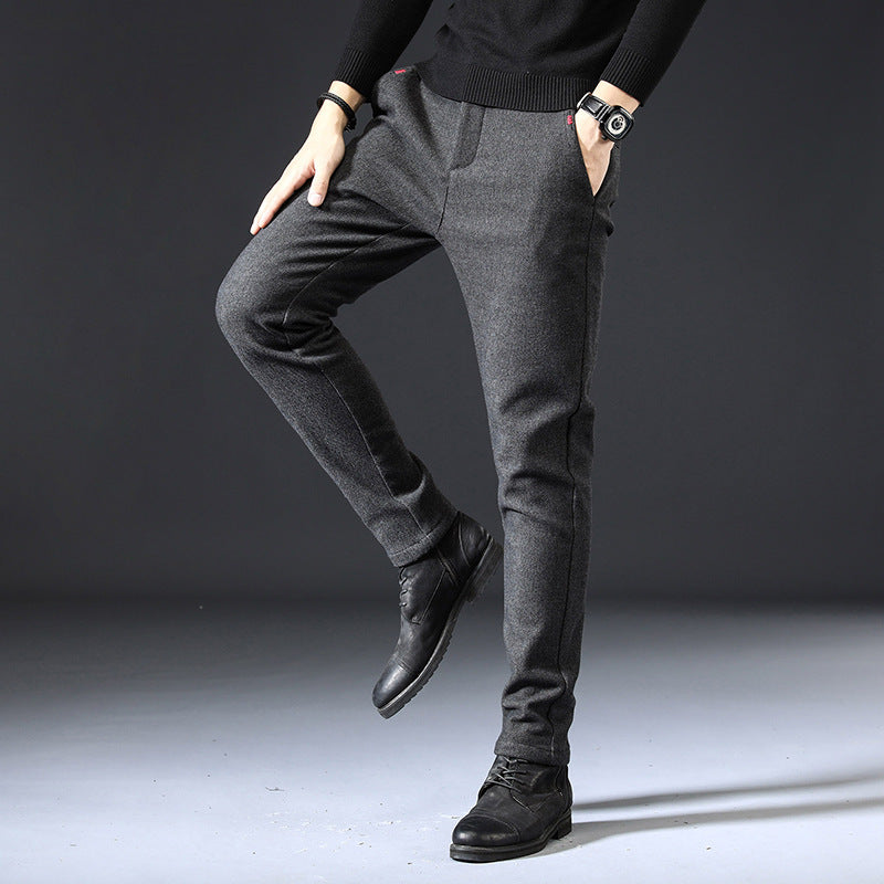 Fleece Lined Sanded Slim-fit Stretch Casual Pants Lootquake LLC