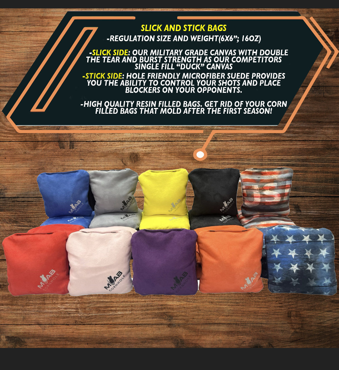 Slick & Stick Bags - pick your color! blastcornhole