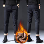 Fleece Lined Sanded Slim-fit Stretch Casual Pants Lootquake LLC