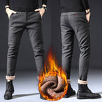 Fleece Lined Sanded Slim-fit Stretch Casual Pants Lootquake LLC