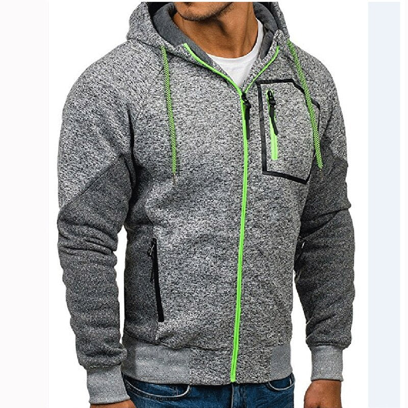Men's Long Sleeve Hoodie Hoodie Zip Pocket Paneling Jacket Pi-Mart