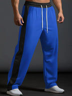 Men's Full Size Drawstring Contrast Wide Leg Pants Plus Size
