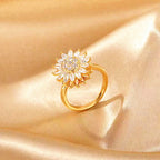Rotating SUNFLOWER Full Diamond Sunflower Ring Pi-Mart