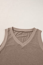 Ribbed V Neck Tank THRIXINE