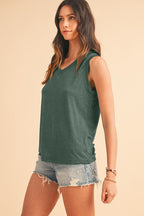 Ribbed V Neck Tank THRIXINE