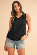 Ribbed V Neck Tank THRIXINE