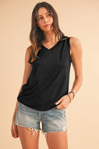 Ribbed V Neck Tank THRIXINE