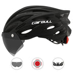 Road mountain bike riding helmet with lens and brim taillight Lootquake LLC