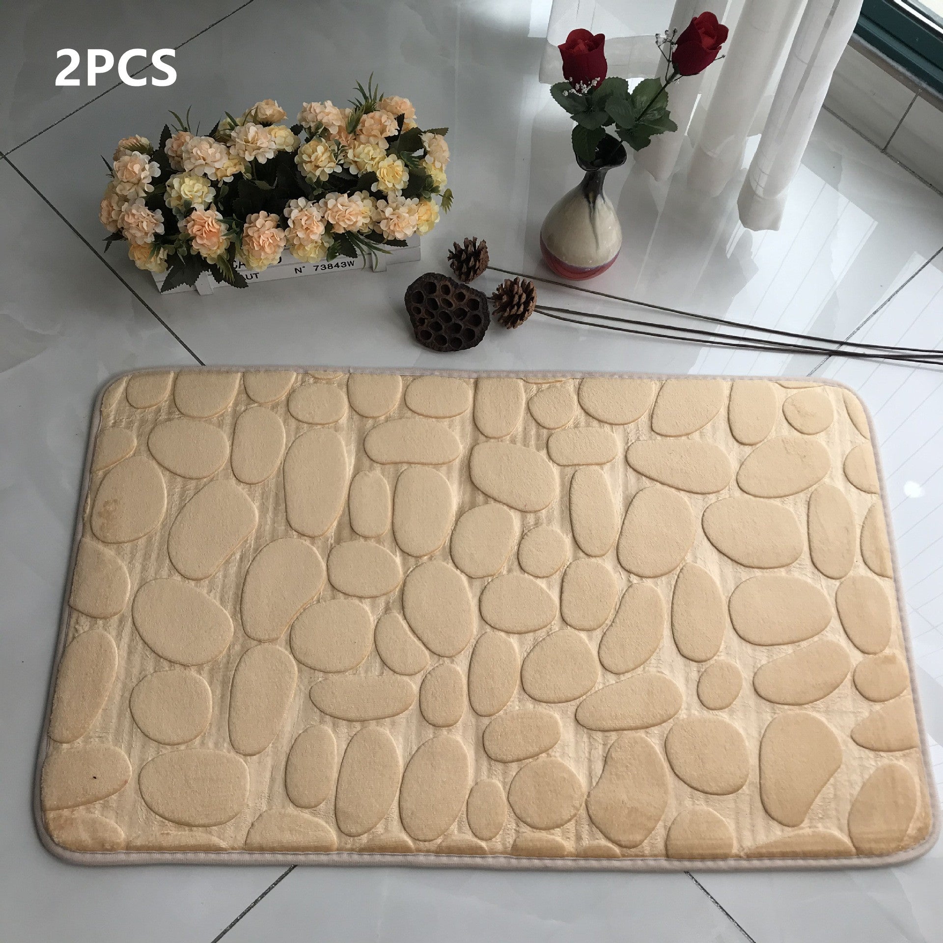 Absorbent Non-slip Stone Embossed Carpet Floor Mat Pi-Mart