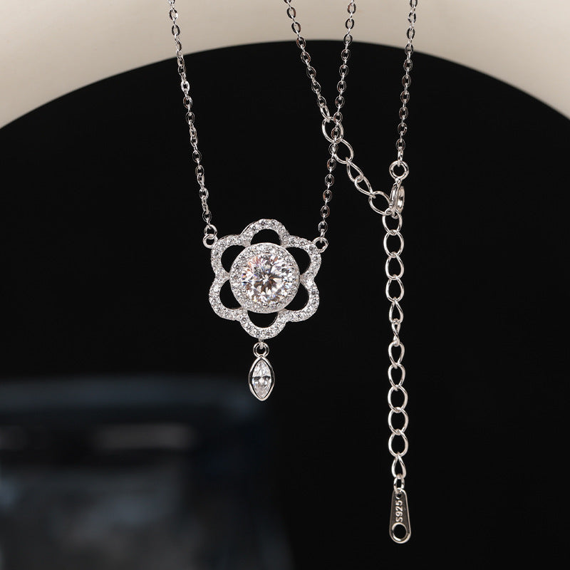 S925 Silver Fashion Design Inlaid Zirconium Diamond Necklace For Women Pi-Mart