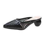 Fashion Shoes Hollow Round Heel Sandals and Slippers Female Mid-heel Short-heel Sasual Outer Wear SDL08210504 - SJB-DIAMOND ELITES
