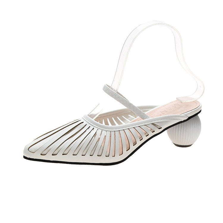 Fashion Shoes Hollow Round Heel Sandals and Slippers Female Mid-heel Short-heel Sasual Outer Wear SDL08210504 - SJB-DIAMOND ELITES