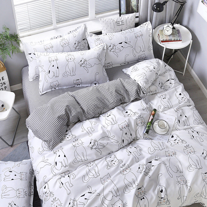 Net Celebrity Quilt Cover Girl Heart Dormitory Bed Three-Piece Set Pi-Mart