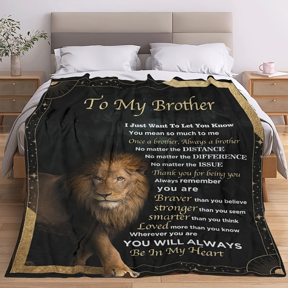 Versatile Soft Flannel Throw Blanket - Perfect Gift for Brother, All-Season Cozy Nap Blanket for Couch, Bed, Office, and Travel - Black