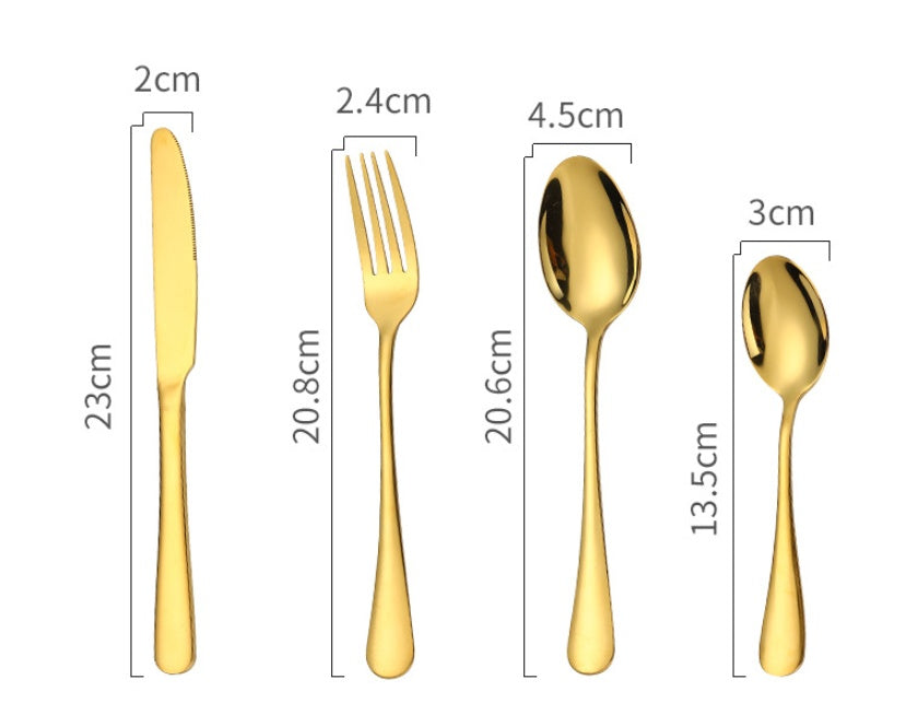 24-Piece Stainless Steel Tableware Set - One-Piece Molded Knife Fork Spoon Collection Pi-Mart