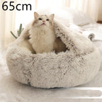 2 In 1 Dog And Cat Bed Pet Winter Bed Round Plush Warm Bed House Soft Long Plush Pets Bed Pi-Mart
