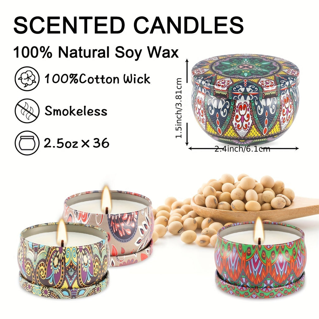 36 packs of 2.5oz Ham scented candles, Premium soy wax scented candle gift set, perfect for family, meditation, yoga, anniversaries, pools, Shabbat, weddings, churches, seasonal celebrations and emergencies, but also perfect