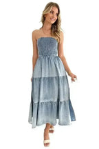 Women's Denim Fashion Dress - Sexy Sleeveless with Side Pockets
