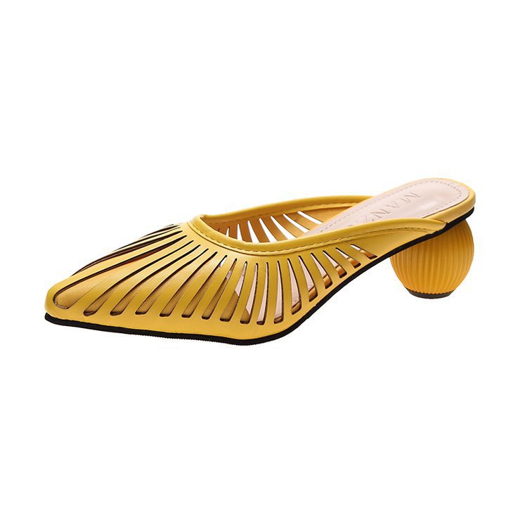 Fashion Shoes Hollow Round Heel Sandals and Slippers Female Mid-heel Short-heel Sasual Outer Wear SDL08210504 - SJB-DIAMOND ELITES