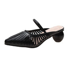 Fashion Shoes Hollow Round Heel Sandals and Slippers Female Mid-heel Short-heel Sasual Outer Wear SDL08210504 - SJB-DIAMOND ELITES